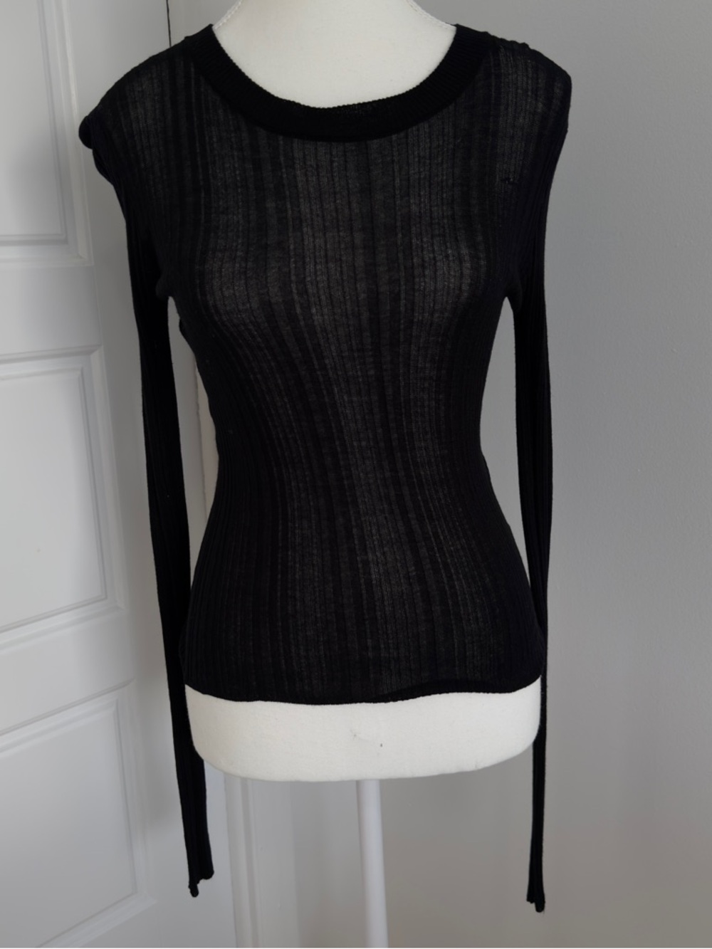 Ardene Black Ribbed Crew Neck Sweater
